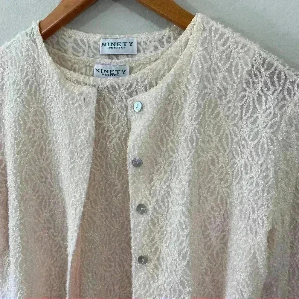 Ninety Petites peach colored crop sweater set - Picture 2 of 4